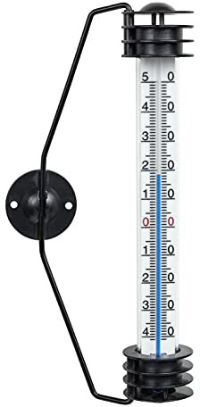 TFA Dostmann Analoges Fensterthermometer, mit Metallhalter, hohe Genauigkeit, wetterfest, L 35 x B 72 x H 195 mm, Schwarz