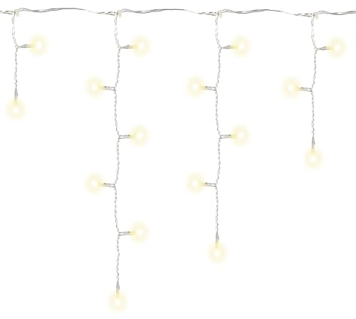 Nipach GmbH 72 LED warm weiß Eisregen Eiszapfen Kette Lichterkette Trafo transparentes Kabel Außen Weihnachtsdeko Partylichter Weihnachtsbeleuchtung