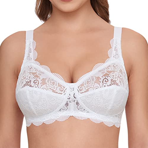 Susa Dambyglar av elastisk spets latina bygellös bh, Vit (vit 003), 110B