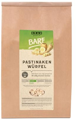 GRAU – das Original – Trockengemüse zum BARFen für Hunde - Pastinaken-Würfel, 1er Pack (1 x 1.2 kg), Ergänzungsfuttermittel für Hunde