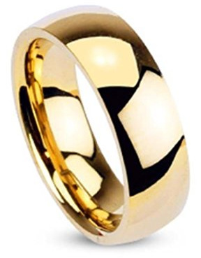 Paula & Fritz® Ring aus Edelstahl Chirurgenstahl 316L vergoldet Klassischer Ehering Hochglanz poliert 6mm Breite Ringgrößen 47 (15) – 69 (22) R002-6