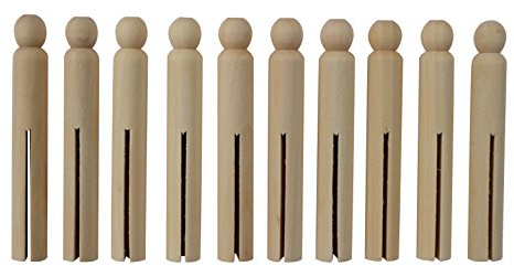 30 Wooden Dolly Pegs, Natural 95mm