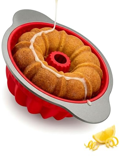 Boxiki Kitchen Premium Non-Stick Silicone Pound Cake Pan – Heavy-Duty Steel Frame, BPA & PFOA Free – Durable Fluted Cake Pan, Moldes para Gelatinas, Pasteles, Flan – No Warping, No Shape Loss