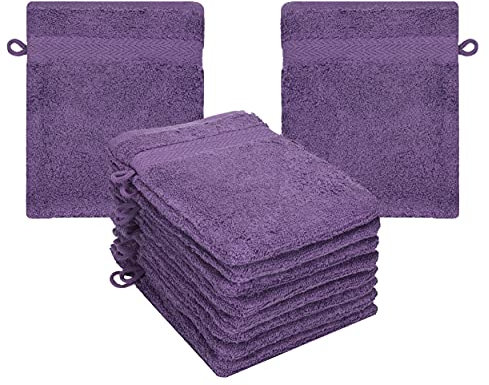 Betz Premium Juego de 10 Piezas de Manoplas de baño – franelas de Rizo para Limpieza Facial - de algodón 100% - manopla de baño para bebés - Morado