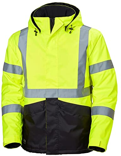 Helly Hansen Workwear Alta Waterproof High Visibility Shell Jackets CSA for Men with Detachable Hood and Napoleon Pocket, 369 HV Yellow/Charcoal - X-Large