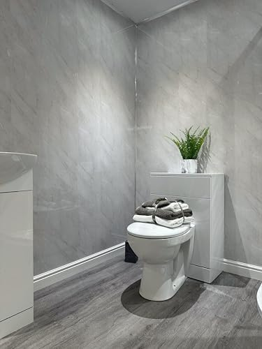 Grey Marble 8mm Wall Panels Bathroom Ceiling Panels Kitchen PVC Shower Wet Wall Cladding (12 Pack)