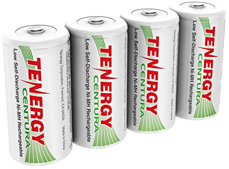 Tenergy Centura NiMH Rechargeable C Batteries, 4000mAh C Battery, Low Self Discharge C Cell Battery, Pre-Charged C Size Battery, 4 Pack