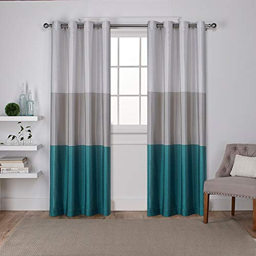 Exclusive Home Curtains Chateau Grommet Top Panel Pair, Teal, 54x96, 2 Piece