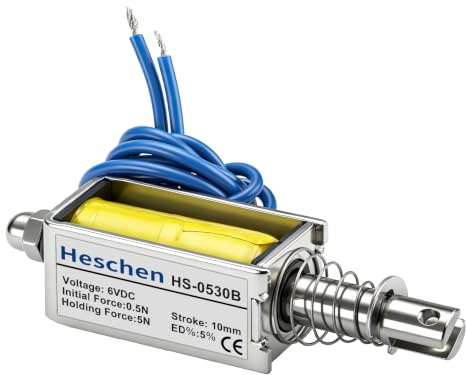 Heschen Gleichstromm elektromagnet, Push Pull Typ, HS-0530B, DC6V 10mm Schlag, Anfangskraft 0,5N, Max Haltekraft 5N, Offener Rahmen, Lineare Bewegung