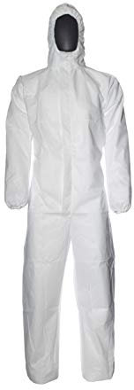 DuPont ProShield 20 | Schutzanzug mit Kapuze, Kategorie III, Typ 5 und 6 | Weiß | Größe L, 50 Stück