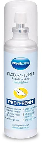 PEDIEXPERT - Pedi'Fresh - Spray 2 en 1 pour Pieds et Chaussures - Action antibactérienne et rafraîchissante - Aux huiles essentielles et Pierre d'Alun - Pour une fraîcheur toute la journée