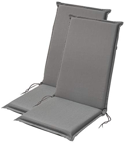 Traumnacht Komfort 2er Set Hochlehnerauflagen Outdoor anthrazit, Bezug abnehmbar, mit Eckbändern und Einstellband, 120 x 50 x 6 cm, Öko-Tex zertifiziert, produziert nach deutschem Qualitätsstandard