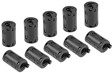 sourcing map 10Stk. Ferritkern Ring Clip RFI EMI Rauschunterdrückung Filter Kabelschelle Schwarz 11mm