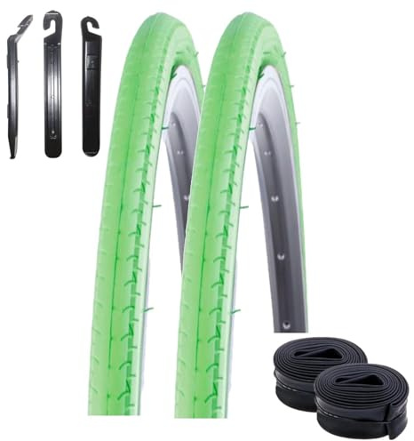 2 x Kenda 28 Kontender K-196 Rennradreifen in Grün 26-622 (28 x 1,10) + 2 passende Schläuche SV inkl. maxxi4you Reifenheber