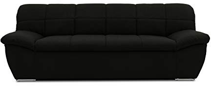 DOMO. collection Sofa Splash, 2-Sitzer Couch, Flache Armlehnen, schwarz | 2 Sitzer mit flachen Armlehnen, moderne Sofagarnitur mit Webstoff-Polster und Chromfuß, 211 x 96 x 76 cm (BxHxT)