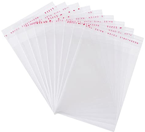 Flachbeutel Transparent Größe 12x17 cm Selbstklebende Plastiktütchen Durchsichtige Selbstschließende Zellophantüten mit Peel & Seal Verschluss (1000, 12 x 17 cm)