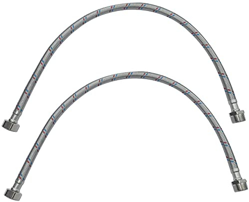 AERZETIX - C51080 - Satz von 2 Schlauchleitungen - 1000mm 1/2'' männlich - weiblich - flexibler anschlussschlauch - flexibler verbindungsschlauch für wasserhähne mischbatterie badezimmer küche heizung