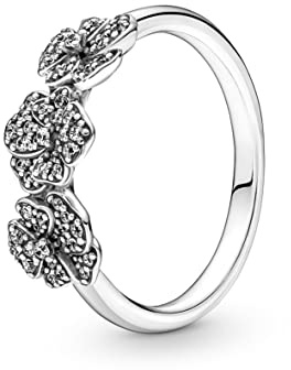 PANDORA Moments Drei Stiefmütterchen Ring aus Sterling-Silber mit Cubic Zirkonia, Gr. 52, 190786C01-52