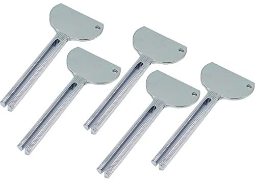 Danlai Metal Tube Toothpaste Squeezer Key 5 Pieces Stainless Steel Key Dispenser Tube for Cosmetic Oil Cream Paint Squeezer