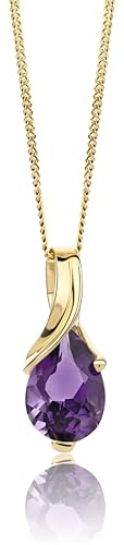 Orovi–Kette Damen 14 Karat(585)Weißgold/Gelbgold mit ovalem Rubin/Amethyst/Topas/Smaragd/Saphir/im Tropfenschliff–Filigrane Edelstein Halskette mit Anhänger Goldkette Allergenfrei & handgemacht 45 cm