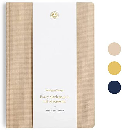 Intelligent Change Premium Notizbuch – Beige – liniertes Hardcover Notizbuch für Schule und Arbeit – blanko Notizblock für Notizen, To-Do-Listen, kreatives Schreiben