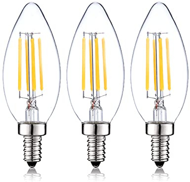 SHUWDKAR 12 Volt LED Candelabra Bulbs E12 Light Bulb 40 Watt Replacement Soft White 3000K, Low Voltage 12V 24V Candelabra Light Bulbs for RV, 3 Pack