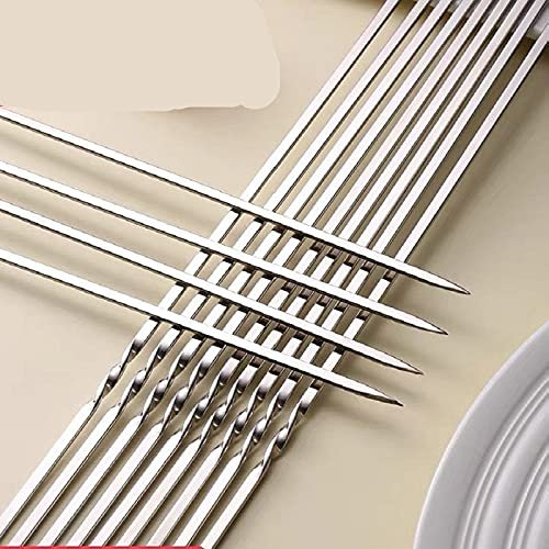 Signe de barbecue durable de 35 cm 10 pièces brochettes de barbecue réutilisables brochettes de barbecue plates en acier inoxydable barre d'aiguille de barbecue outil de pique-nique de camping en pl