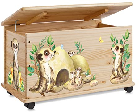 Farbklecks-Collection Spielzeugkiste Erdmännchen - Spielzeugkiste Holzkiste Kinderzimmer Deko personalisierbar