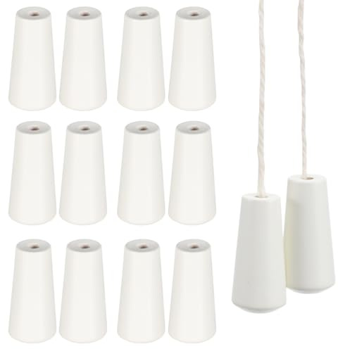 Veemoon White Wooden Blind Cord Pull Ends Bell Pendant for Roman Shades Venetian Blinds Window Covers Ceiling Fan and Light Pulls Replacement Cord Pull Ends 3.30 X 1.70 X 1.70 cm