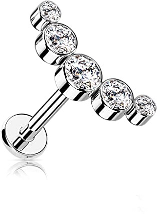 Treuheld® Labret Piercing mit runden Kristallen | 2 Größen | 7 Farben