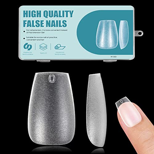 Short Coffin Nail Tips - 360 PCS Matte Soft Gel Tips, Acrylic False Gelly Nails, 15 Sizes, Gel Kit