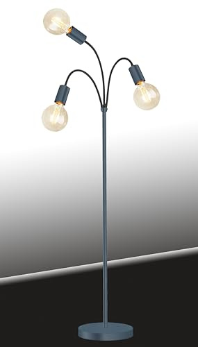 Trango 3-flg 1531A-SD Stehlampe *EARTH* in Schwarz matt inkl. 3x 4W 3-Stufen dimmbar E27 LED Leuchtmittel 2500K Gold-warmweiß ca. H1550mm 3 Lampenarmen schwenkbar Stehleuchte, Bürolampe, Standlampe