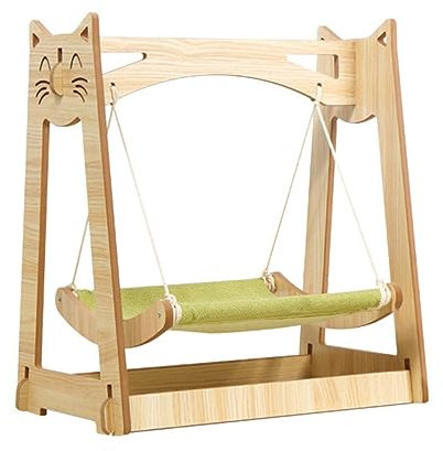 Katzen Hängematte Ausgefallenes Schaukelbett for Katzen aus Holz, Katzenhängematte mit Stütze, for kleine bis mittelgroße Katzen oder kleine Hunde