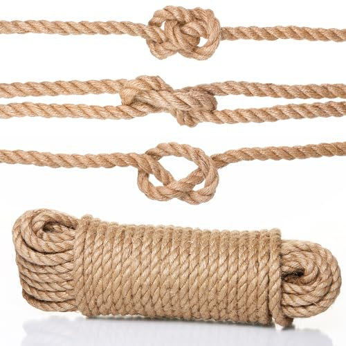 Naler 6MM Thick Jute Hemp Rope 82FT/25M Hemp Rope 4 Ply Roll Natural Jute String Twine, Craft Rope for Cat Tree, Boating, Animal Scratch Pole, DIY & Arts Crafts, Gift Packing, Gardening and Floristry