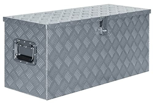 GuyAna Aluminiumkiste 90,5×35×40 cm Silbern Aluminium-Werkzeugkiste Aufbewahrung AutoanhäNger ZubehöR