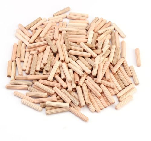 200pcs Wooden Dowels, M6 *30mm Wood Pins Plugs 6mm Wooden Dowel Rods, Hardwood Twill Fluted Pin for Woodwork Furniture Carpentry Craft DIY