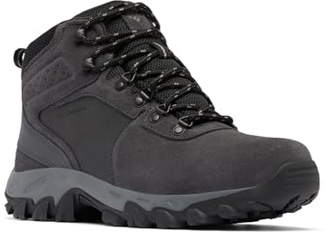 Columbia Mens Newton Ridge Plus II Suede Waterproof, Shark/Black, 8.5