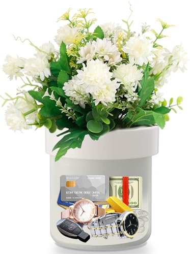 Younion Flower Pot Diversion Safe with Key Lock, Secret Hidden Safe Lock Box, Perfect for Hiding The Valuables Inside Flower Pot’s False Bottom, Plants Not Include