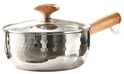 Scizorito Thickened 304 Stainless Steel Pot, Solid Wood Anti Scald Handle With Hook, Multifunctional Sauce Pot with Inverted Mouth, Milk Pot, Cooking Pot (3.0 Quarts)