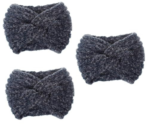 Ipetboom 3pcs Handmade Woolen Yarn Headband Knitted Hair Hoop for Women Cross Hair Band Fashion Headwrap Warm Accessory