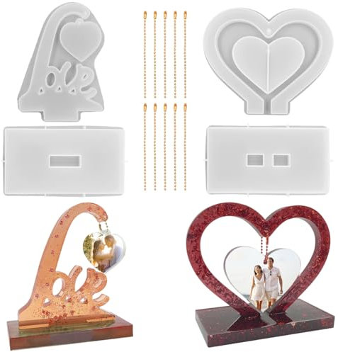 FineGood 2 Set 3D-Bilderrahmen-Harzformen, Liebesherzform, Epoxidharz-Formen, DIY, personalisierter Bilderrahmen, Silikonformen für Kunst, Handwerk, Heimdekoration, Hochzeitsgeschenke