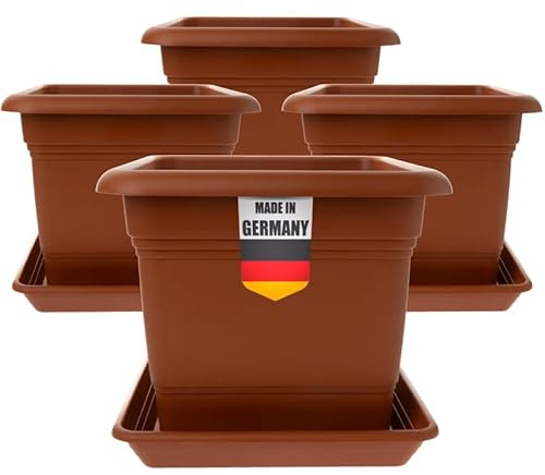 2friends Pflanzkübel GroÃŸ AuÃŸen Terracotta Kunststoff 4er Set- Blumentopf 40x40 für DrauÃŸen, Robuste Blumenkübel Gross Aussen, Ideal für Garten & Terrasse