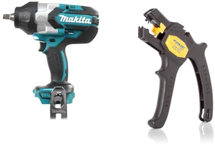 Makita DTW1002Z Akku-Schlagschrauber 18,0 V (ohne Akku, ohne Ladegerät), Blau & JOKARI 20050 Abisolierzange Super 4 plus, Schwarz, 1 Stück