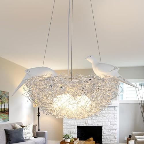 Kronleuchter LED moderner 5-flammiger Vogelnest Glas Hängeleuchte kreative dekorative Pendelleuchte Schlafzimmer Beleuchtungskörper geeignet Schlafzimmer Esszimmer Wohnzimmer Küchen Beleuchtungskörper