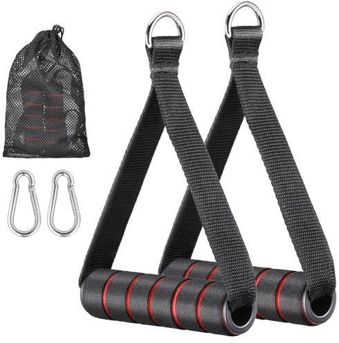 2Pezzi Maniglie per Palestra Professionale, Ergonomiche e Antiscivolo, LAT Machine e Attrezzi Fitness, Impugnatura Confortevole in Materiale Durevole, Ideali per Home Gym e Palestre Commerciali