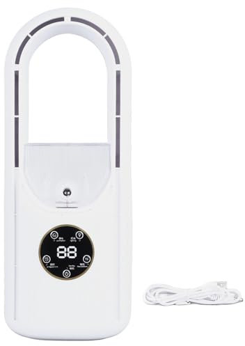 Tnfeeon Flügelloser Ventilator mit 6 Geschwindigkeitsstufen, Tragbarer Ventilator, Handgehaltener Nebelventilator, Mini-Wasser-USB-Tischventilator, Persönliche Arbeitszeit für Büro,
