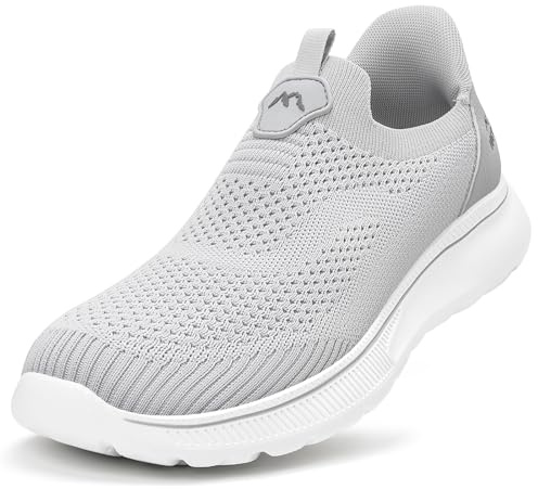 ODCKOI Slip on Sneakers Uomo Senza Lacci Scarpe Sportive Traspiranti Scarpe da Corsa comode Scarpe da Ginnastica Leggere Scarpe da Jogging all'aperto-Grigio Chiaro