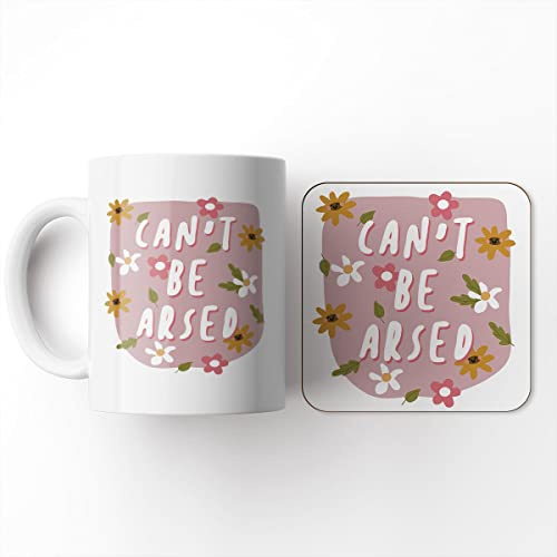 The Victorian Printing Co - Can't Be Arsed - Funny Birthday Gift Mug and Coaster Set, Ceramic, 11 fl. oz.