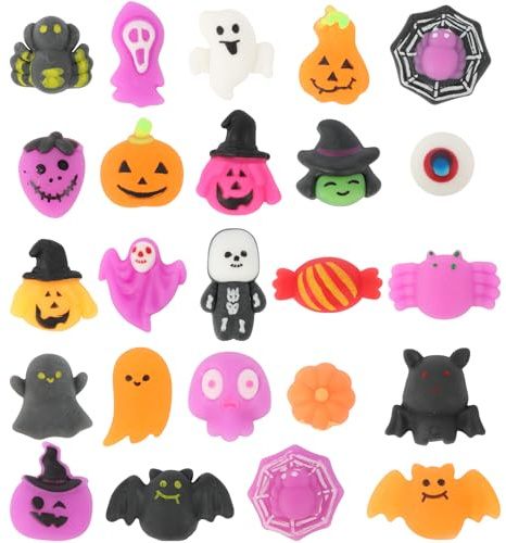 EDWINENE 24 PCS Halloween Squishies Toys Kawaii Mochi Squishy Stress Reliever Anxiety Halloween Toys for Halloween Party Favors Party Bag Fillers