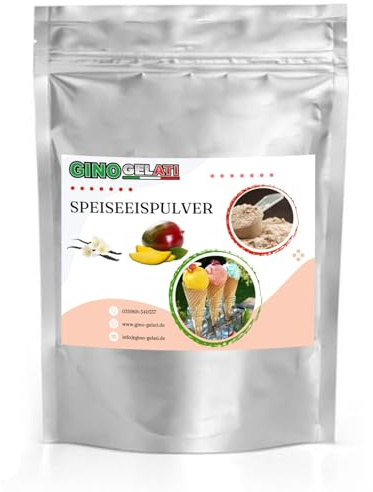 Gino Gelati Vanille Mango Eis Speiseeis Pulver 1 Kg, Vanilleeis selber machen, verschiedene Sorten, schnelle und einfache Zubereitung, für Haushaltseismaschinen